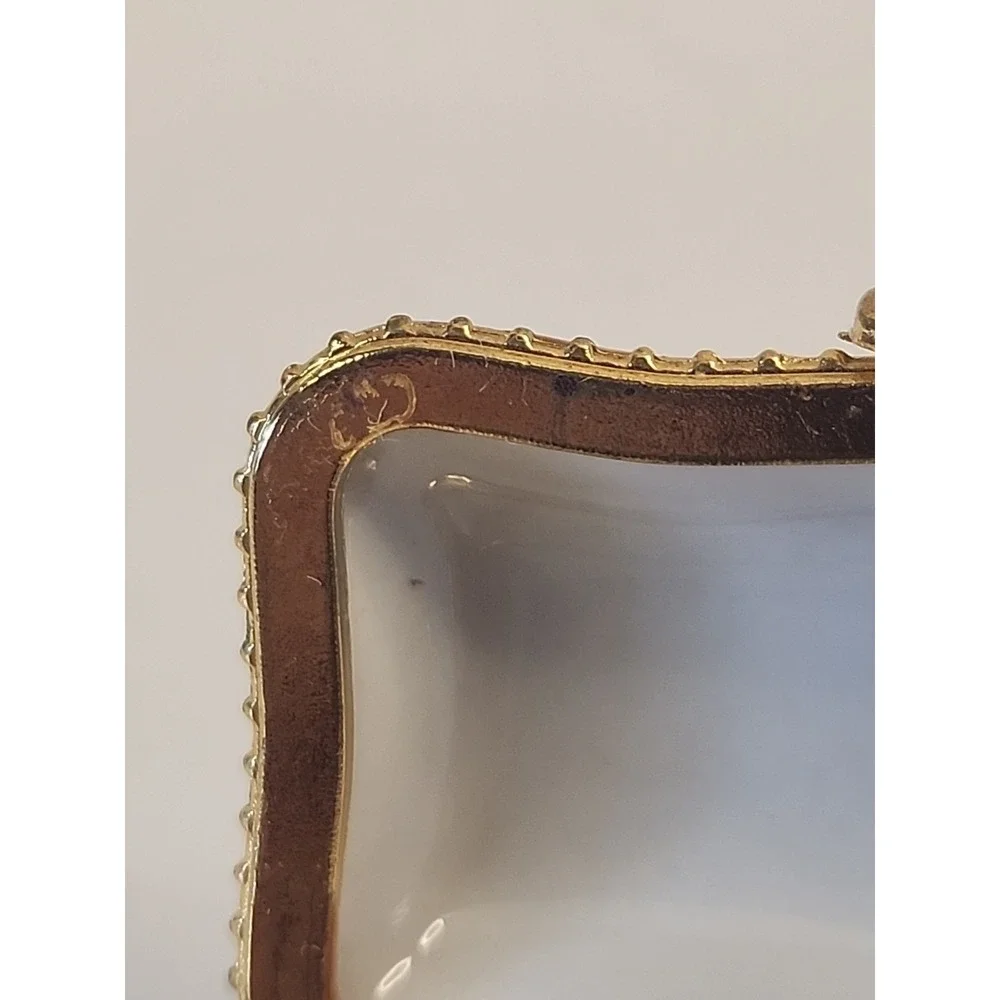 Imperial‎ Porcelain Trinket Box White, Goldtone & Floral Psalm 46:1 Bible Verse